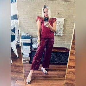 TCEC Burgundy Sequin Pants